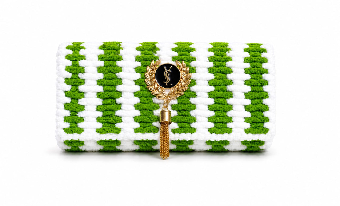 Hand Made Bag - Green & White