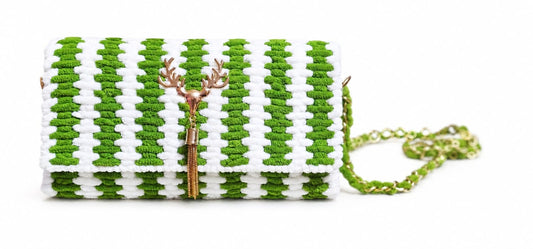 Hand Made Bag - Green & White