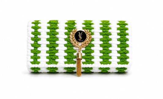 Hand Made Bag - Green & White